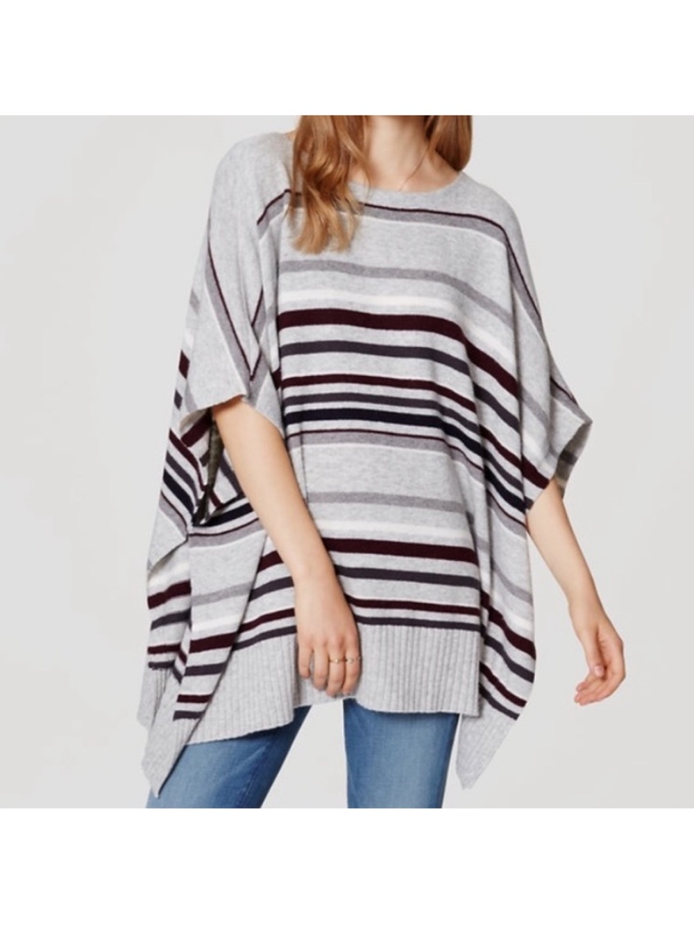 LOFT NWOT Striped Poncho XS/S Pullover